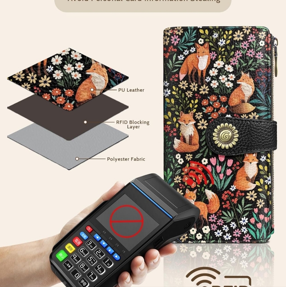 Floral Fox Pattern Wallet Phone Case - Picture 1 of 6